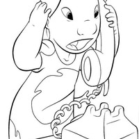 Desenho de Lilo falando ao telefone para colorir