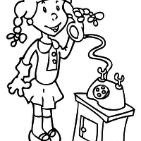 Desenho de Menina conversando pelo telefone para colorir