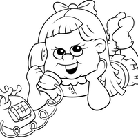 Desenho de Menina falando pelo telefone para colorir