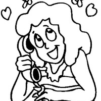 Desenho de Mulhes falando com namorado pelo telefone para colorir