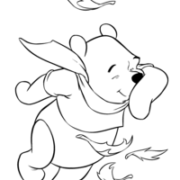 Desenho de Pooh na ventania para colorir