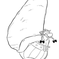 Desenho de Obelix carregando pedra para colorir