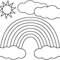Desenho de Arco-íris e nuvens para colorir