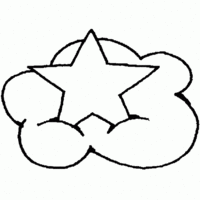 Desenho de Estrela sobre nuvem para colorir