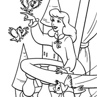 Desenho de Cinderela na sacada do palácio para colorir