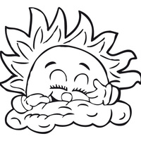 Desenho de Solzinho se escondendo na nuvem para colorir