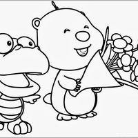 Desenho de Crong e Loopy para colorir