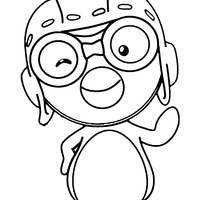 Desenho de Pororo dando oi para colorir