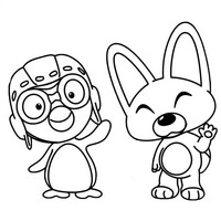 Desenho de Pororo e Eddy para colorir