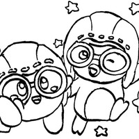 Desenho de Pororo e amiga para colorir