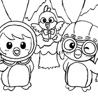 Desenho de Pororo piscando olho para colorir