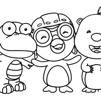 Desenho de Pororo, Crong e Loopy para colorir