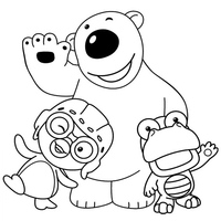 Desenho de Pororo, Crong e Poby para colorir