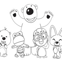 Desenho de Pororo e todos os amigos para colorir