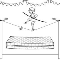 Desenho de Equilibrista sobre colchonete para colorir