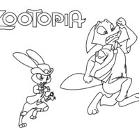 Desenho de Nick e Judy correndo para colorir