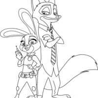 Desenho de Nick Wilde e Judy Hopps para colorir