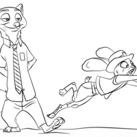 Desenho de Nick prejudicando Judy para colorir