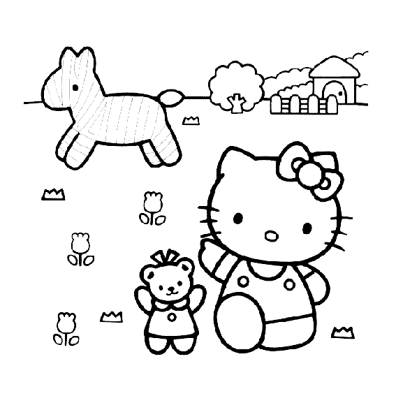 Desenho de Hello Kitty na escola para colorir - Tudodesenhos