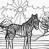 Desenho de Zebra na floresta africana para colorir