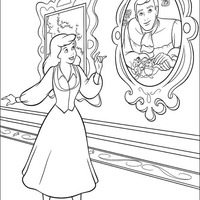Desenho de Cinderela visitando palácio para colorir