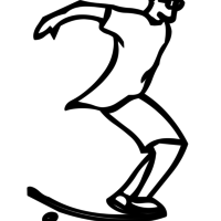 Desenho de Número 3 com skate para colorir