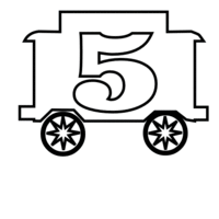 Desenho de Número cinco trenzinho para colorir