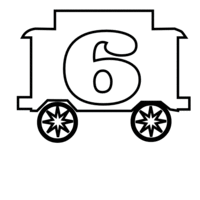 Desenho de Número seis trenzinho para colorir
