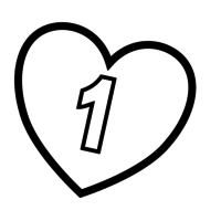 Desenho de Número 1 de coração para colorir