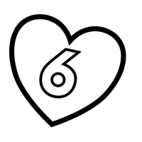 Desenho de Número 6 de coração para colorir