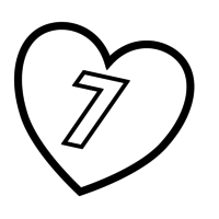 Desenho de Número 7 de coração para colorir