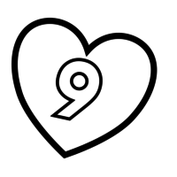 Desenho de Número 9 de coração para colorir