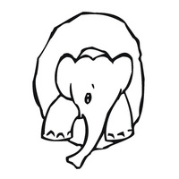 Desenho de Número 0 com elefante para colorir
