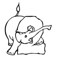 Desenho de Número 2 com elefante para colorir