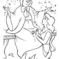 Desenho de Fada Madrinha encontrando Cinderela para colorir