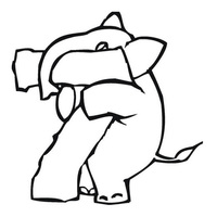 Desenho de Número 7 com elefante para colorir