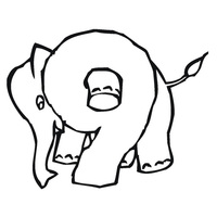 Desenho de Número 9 com elefante para colorir