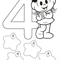Desenho de Número 4 Turma da Monica para colorir