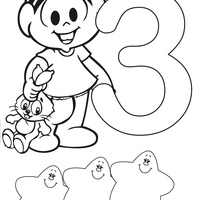 Desenho de Número 3 Turma da Monica para colorir