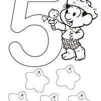Desenho de Número 5 Turma da Monica para colorir