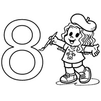 Desenho de Número 8 Turma da Monica para colorir