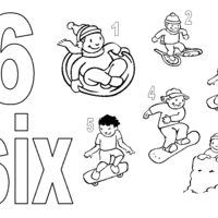 Desenho de Número 6 em inglês para colorir