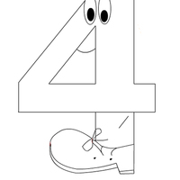 Desenho de Número 4 cursivo para colorir
